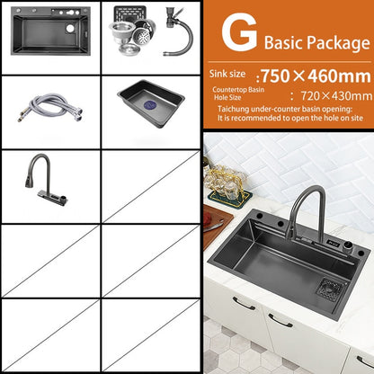 Digital Smart Kitchen Sink With Waterfall