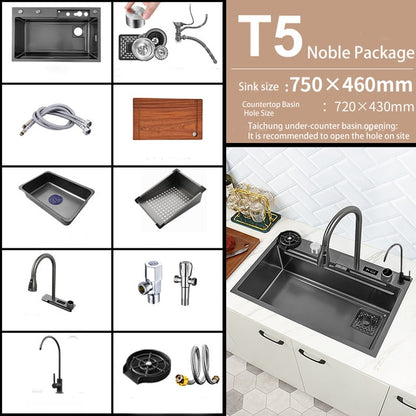 Digital Smart Kitchen Sink With Waterfall