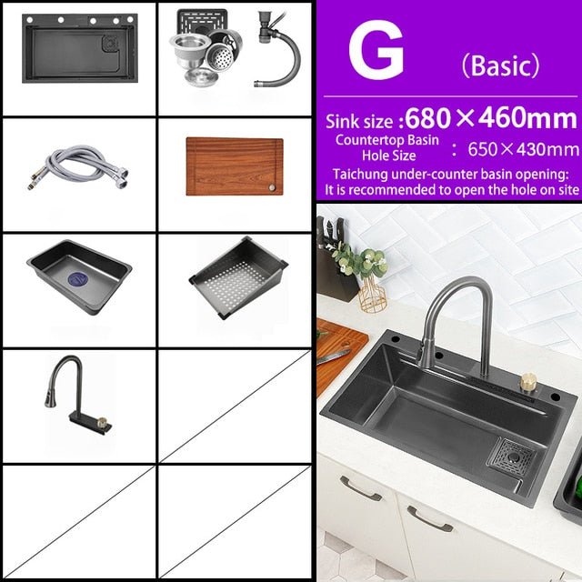 Digital Smart Kitchen Sink With Waterfall