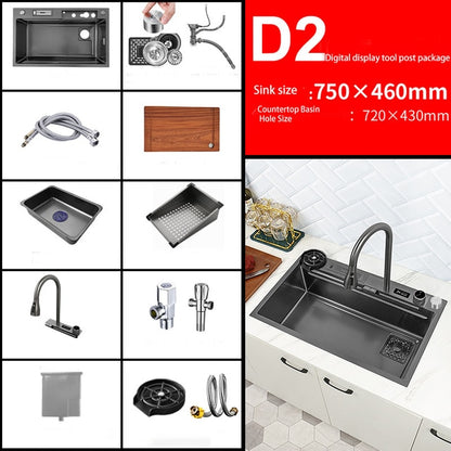 Digital Smart Kitchen Sink With Waterfall