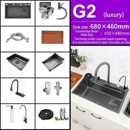 Digital Smart Kitchen Sink With Waterfall