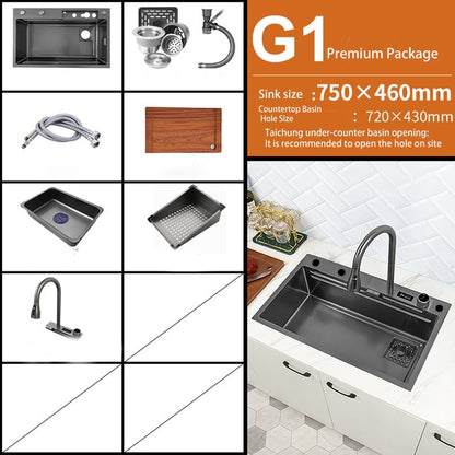 Digital Smart Kitchen Sink With Waterfall