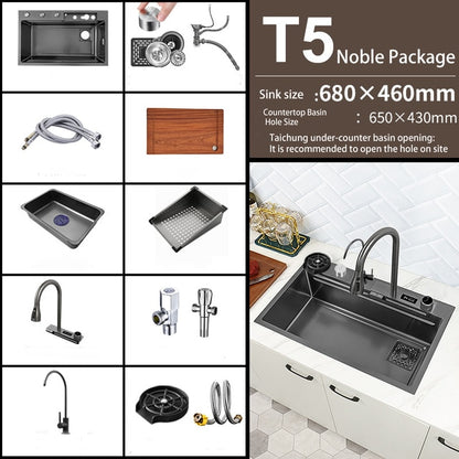 Digital Smart Kitchen Sink With Waterfall